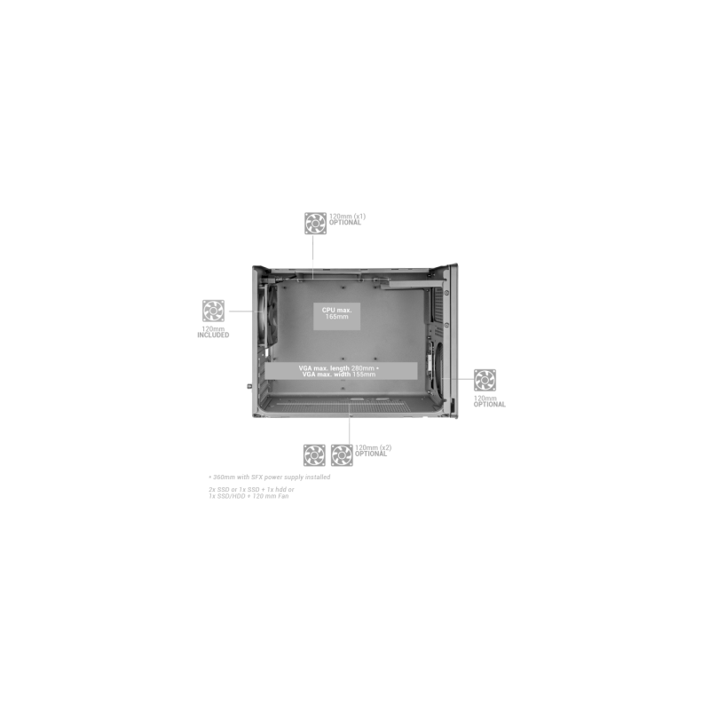 CAJA MICROATX MARS GAMING MCXPROW MESH 360 GPU 280-360mm 1x3.5 2x2.5 BLANCO COMPATIBLE ATX/SFX