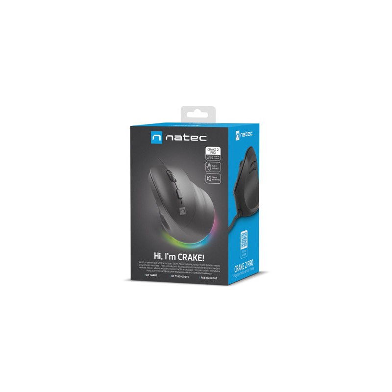 RATON NATEC CRAKE 2 PRO VERTICAL 12.800 DPI OPTICO NEGRO