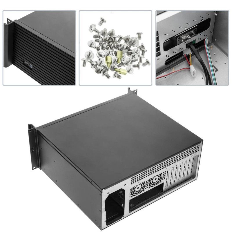 Caja rack 19" IPC ATX 4U 5x3.5" fondo 390mm