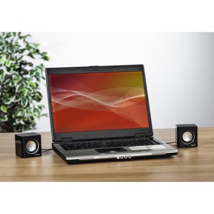 ALTAVOCES 2.0 HAMA SONIC MOBIL 185 JACK 3.5mm ALIMENTADO POR USB CONTROL DE VOLUMEN COLOR NEGRO