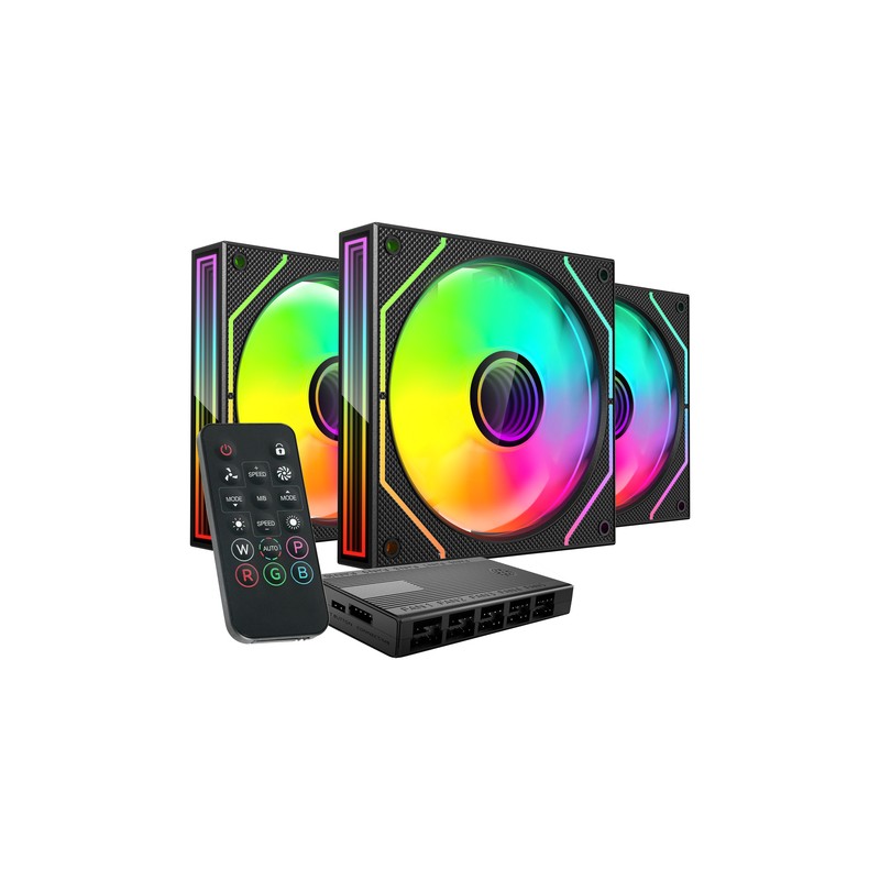KIT 3xVENTILADOR INTERNO ARGB MARS GAMING MF3DPROKIT NEGRO 120mm ARGB ARGB HUB RF REMOTE
