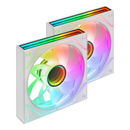 KIT 2xVENTILADOR INTERNO ARGB MARS GAMING MF3DPROX2RW BLANCO 120mm ARGB 360º PWM ASPAS INVERTIDAS