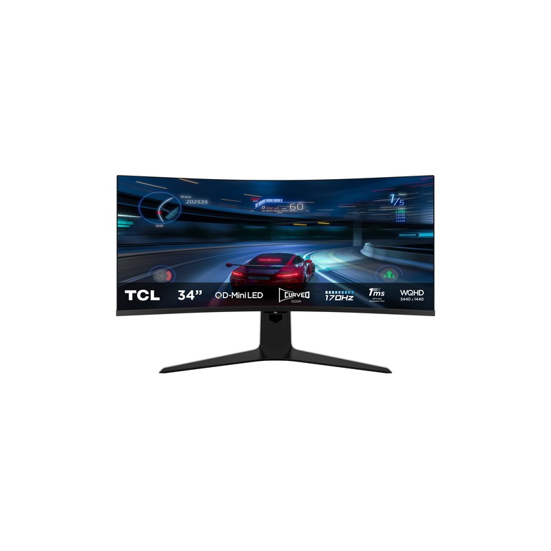 Tcl 34r83q monitor 34" miniled 4k 170hz 1ms curv