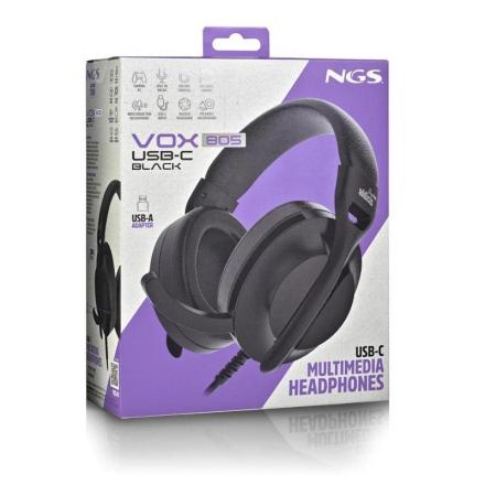Ngs auriculares cable usb-c control vol. negro
