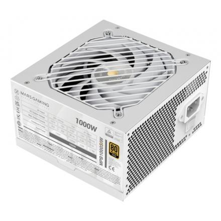 FUENTE DE ALIMENTACION MARS GAMING 1000W MODULAR ATX 80+ BRONZE 140mm SILENT BLANCO