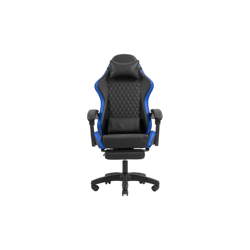 SILLA GAMER MARS GAMING MGCXBBL NEGRA Y AZUL RECLINABLE REPOSABRAZOS AJUSTABLE REPOSAPIES COJINES