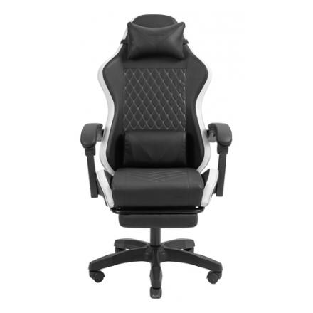 SILLA GAMER MARS GAMING MGCXBBL NEGRA Y BLANCA RECLINABLE REPOSABRAZOS AJUSTABLE REPOSAPIES COJINES