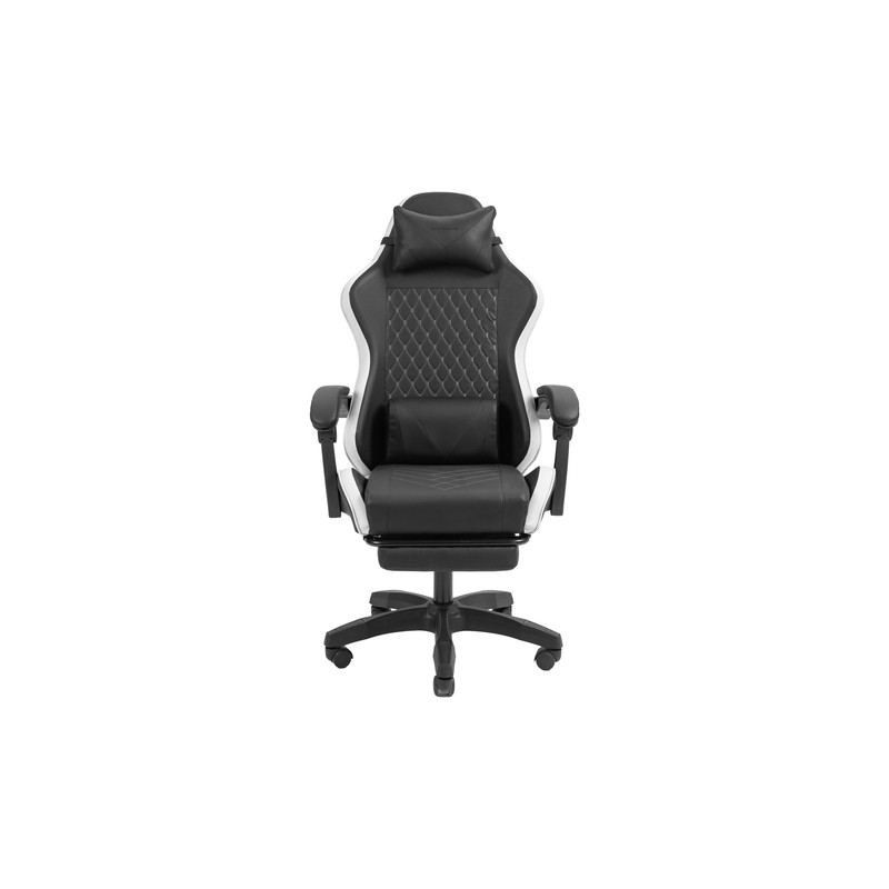 SILLA GAMER MARS GAMING MGCXBBL NEGRA Y BLANCA RECLINABLE REPOSABRAZOS AJUSTABLE REPOSAPIES COJINES