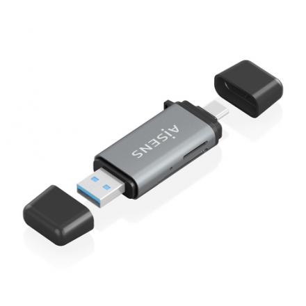 LECTOR TARJETAS AISENS SD MICRO SD MMC RS-MMC MMC MICRO USBA USBC GRIS