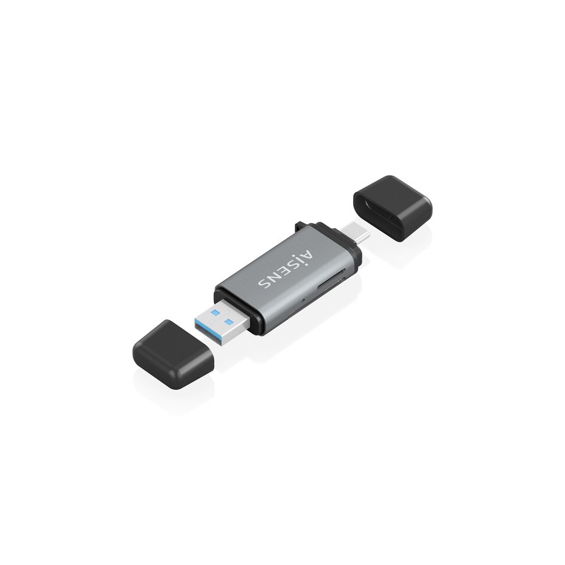 LECTOR TARJETAS AISENS SD MICRO SD MMC RS-MMC MMC MICRO USBA USBC GRIS