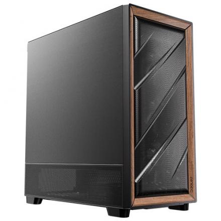 CAJA ANTEC FLUX SE ATX WOOD NEGRO 2XUSB SN FUENTE