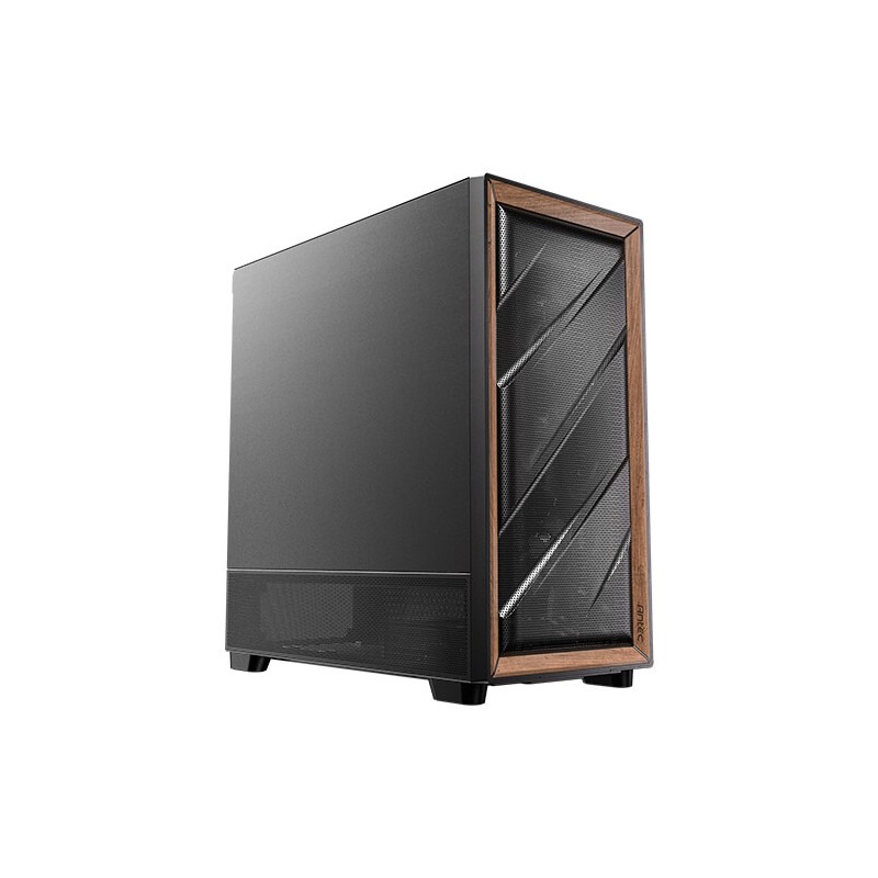 CAJA ANTEC FLUX SE ATX WOOD NEGRO 2XUSB SN FUENTE