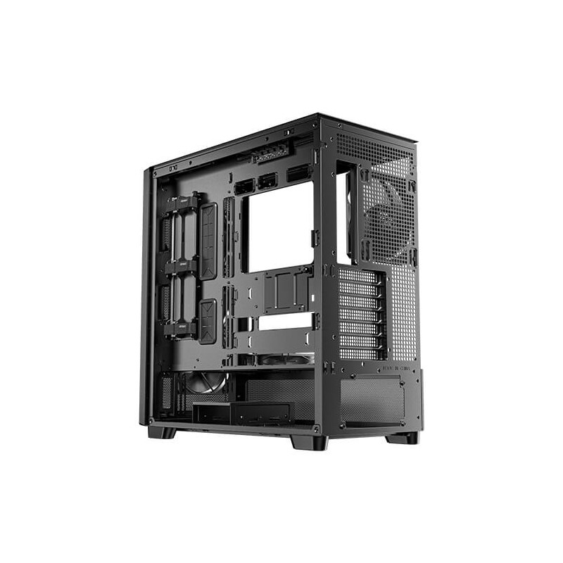 CAJA ANTEC FLUX SE ATX WOOD NEGRO 2XUSB SN FUENTE