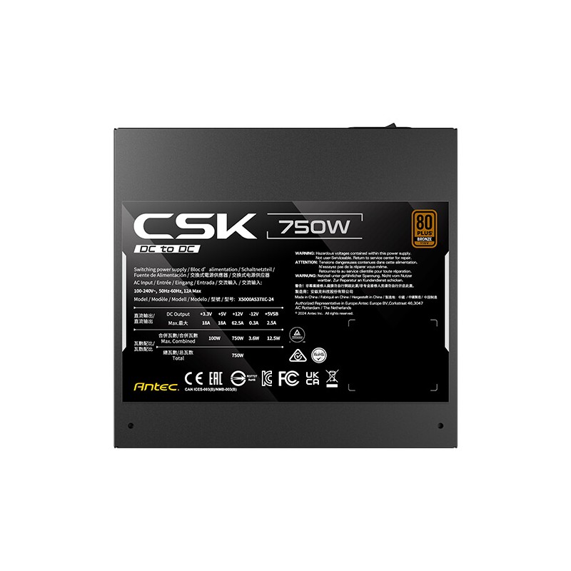FUENTE ALIMENTACION ANTEC CSK750DC EC 80+ BRONZE ATX