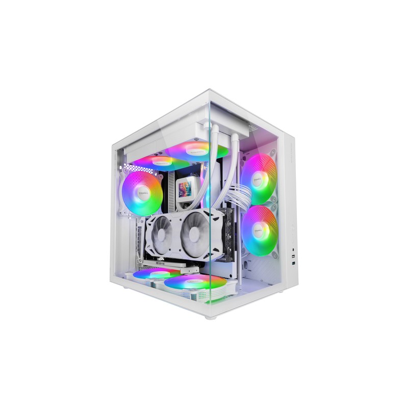 CAJA ATX CUBE MARS GAMING MCVONEW BLANCO CRISTAL CONTINUO GPU 334mm 1x3.5 2x2.5