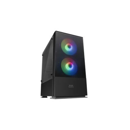 CAJA MICROATX GAMING MARS GAMING MCZ BLACK FRONTAL MESH CON 2xVENTILADOR RGB VENTANA LATERAL TOTAL U