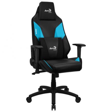 SILLA GAMER AEROCOOL ADMIRAL DISEÑO GAMING PROFESIONAL NEGRA CON DETALLES EN AZUL SISTEMA AIR REPOSA