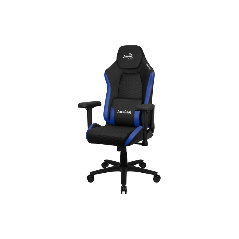 SILLA GAMING AEROCOOL CROWN DISEÑO PREMIUM CUERO SINTETICO AEROWEAVE NEGRA CON DETALLES EN AZUL REPO