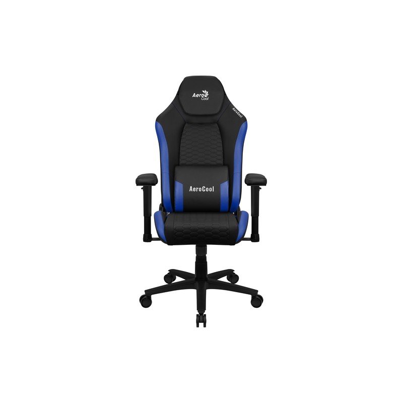 SILLA GAMING AEROCOOL CROWN DISEÑO PREMIUM CUERO SINTETICO AEROWEAVE NEGRA CON DETALLES EN AZUL REPO