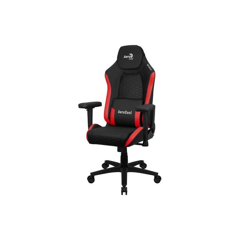 SILLA GAMING AEROCOOL CROWN DISEÑO PREMIUM CUERO SINTETICO AEROWEAVE NEGRA CON DETALLES EN ROJO REPO