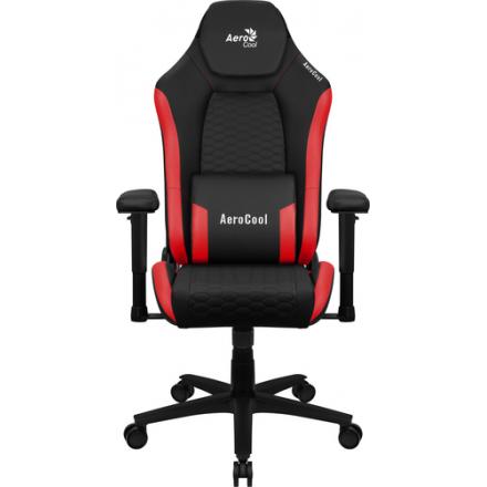 SILLA GAMING AEROCOOL CROWN DISEÑO PREMIUM CUERO SINTETICO AEROWEAVE NEGRA CON DETALLES EN ROJO REPO