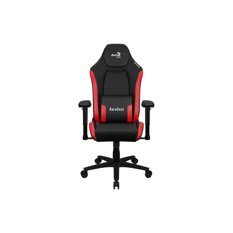 SILLA GAMING AEROCOOL CROWN DISEÑO PREMIUM CUERO SINTETICO AEROWEAVE NEGRA CON DETALLES EN ROJO REPO