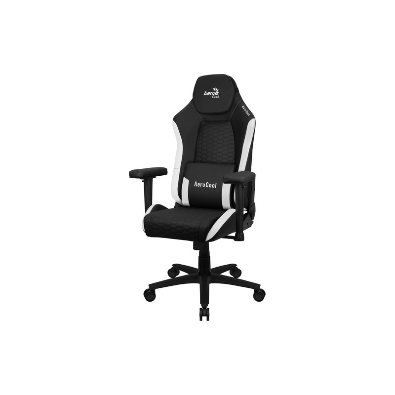 SILLA GAMING AEROCOOL CROWN DISEÑO PREMIUM CUERO SINTETICO AEROWEAVE NEGRA CON DETALLES EN BLANCO RE