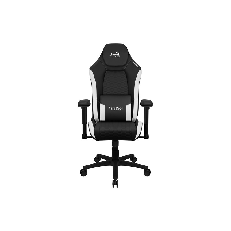 SILLA GAMING AEROCOOL CROWN DISEÑO PREMIUM CUERO SINTETICO AEROWEAVE NEGRA CON DETALLES EN BLANCO RE