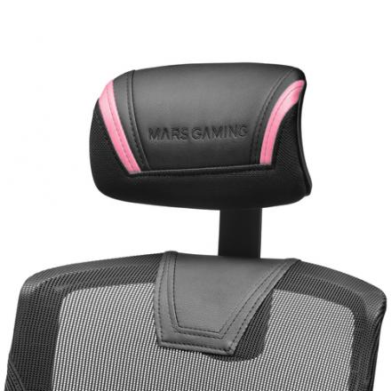 SILLA ERGONOMICA MARS GAMING MGC-ERGO NEGRA CON DETALLES EN ROSA RESPALDO EN MALLA TRANSPIRABLE AJUS