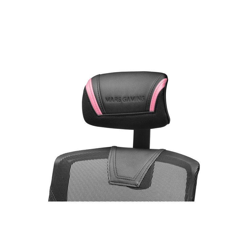 SILLA ERGONOMICA MARS GAMING MGC-ERGO NEGRA CON DETALLES EN ROSA RESPALDO EN MALLA TRANSPIRABLE AJUS
