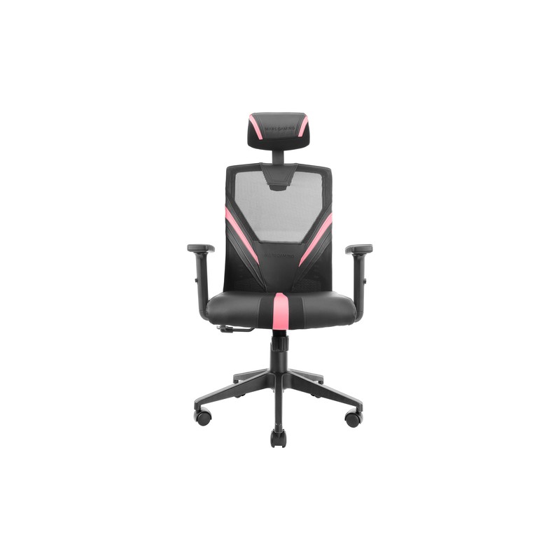 SILLA ERGONOMICA MARS GAMING MGC-ERGO NEGRA CON DETALLES EN ROSA RESPALDO EN MALLA TRANSPIRABLE AJUS