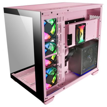 CAJA E-ATX TORRE GAMING MARS GAMING MCV4 PINK XXL PREMIUM CUSTOM DOBLE VENTANA DE CRISTAL TEMPLADO C