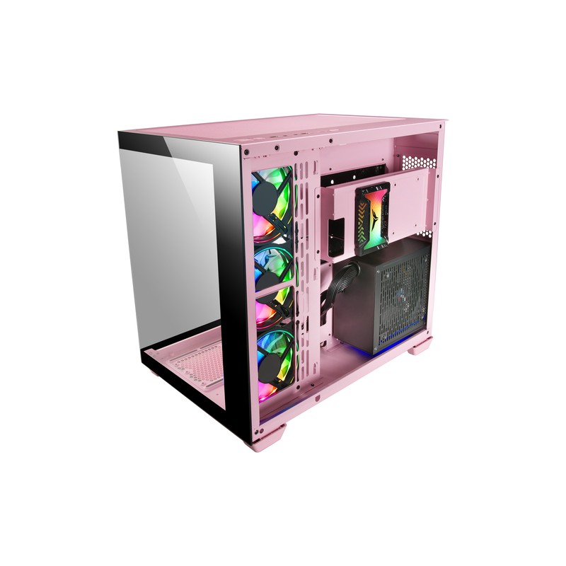 CAJA E-ATX TORRE GAMING MARS GAMING MCV4 PINK XXL PREMIUM CUSTOM DOBLE VENTANA DE CRISTAL TEMPLADO C