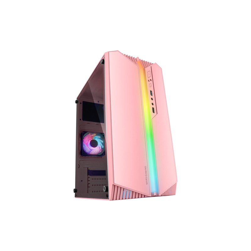 CAJA MICROATX GAMING MARS GAMING MC-S1 ROSA FRONTAL ARGB VENTILADOR TRASER FRGB VENTANA LATERAL SIN