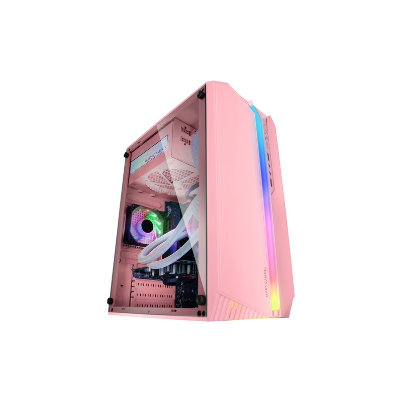 CAJA MICROATX GAMING MARS GAMING MC-S1 ROSA FRONTAL ARGB VENTILADOR TRASER FRGB VENTANA LATERAL SIN
