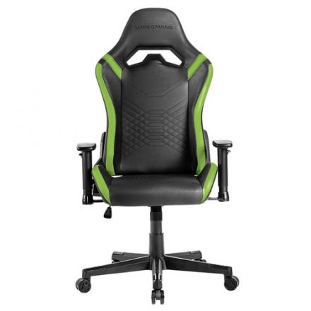SILLA GAMER MARS GAMING MGCPROBG NEGRA CON DETALLE VERDES BRAZOS REGULABLES EN ALTURA RECLINABLE 135