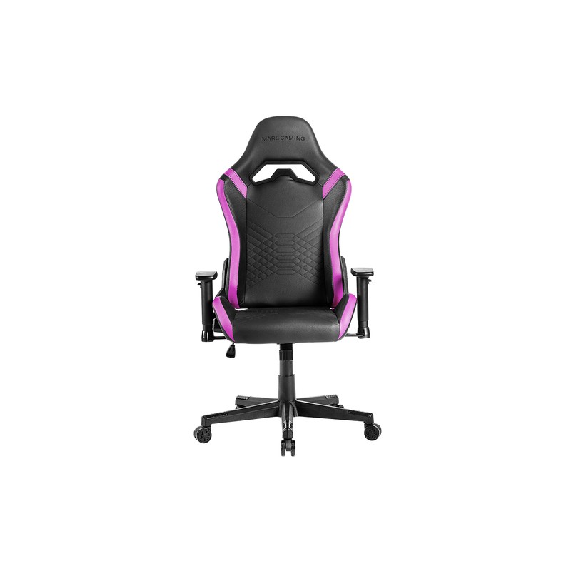 SILLA GAMER MARS GAMING MGCPROBP NEGRA CON DETALLE VIOLETAS BRAZOS REGULABLES EN ALTURA RECLINABLE 1
