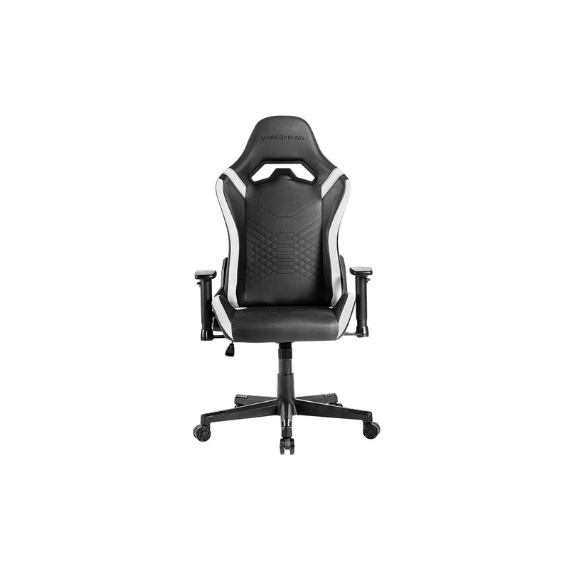 SILLA GAMER MARS GAMING MGCPROBW NEGRA CON DETALLE BLANCOS BRAZOS REGULABLES EN ALTURA RECLINABLE 13