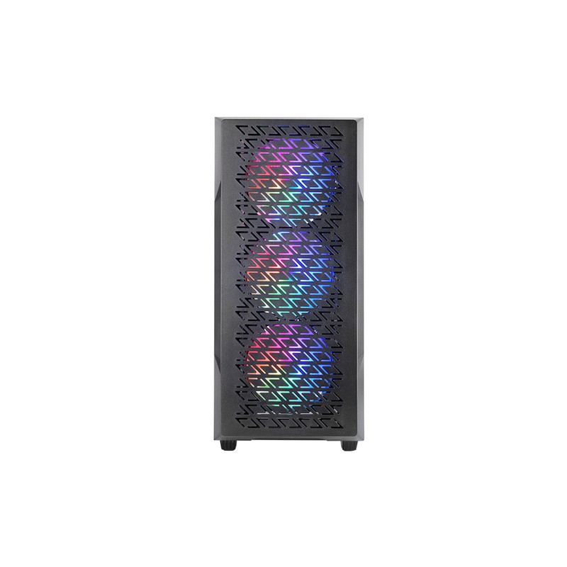 CAJA ATX SEMITORRE GAMING MARS GAMING MCGEO FRONTAL NEGRO DE MALLA GEOMETRICA 4x120mm FRGB RAINBOW
