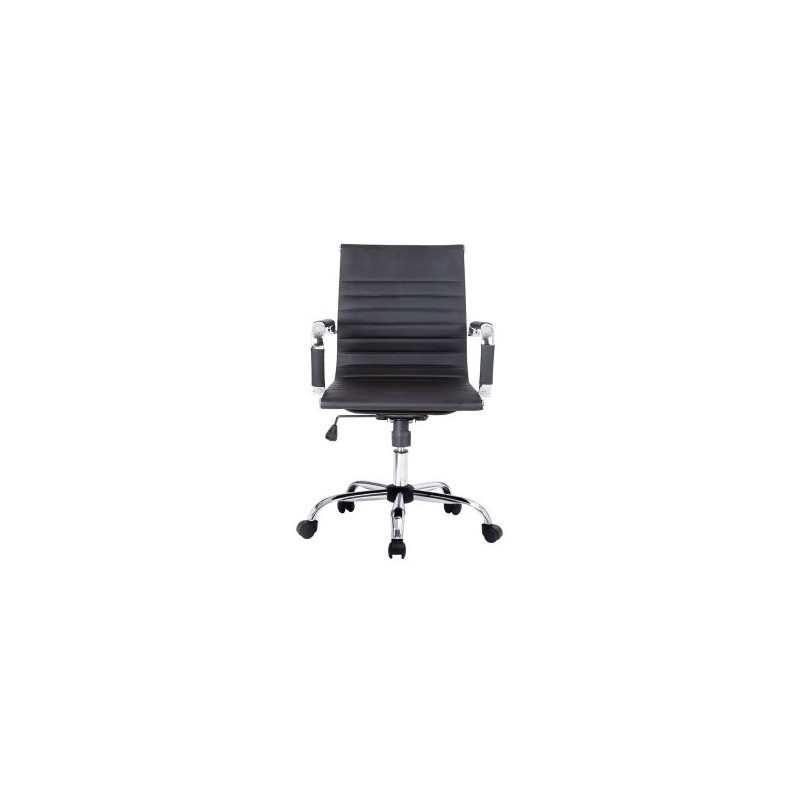 SILLA DE OFICINA EQUIP RESPALDO MEDIO COLOR NEGRO RECUBRIMIENTO PU DE ALTA CALIDAD ERGONOMICA