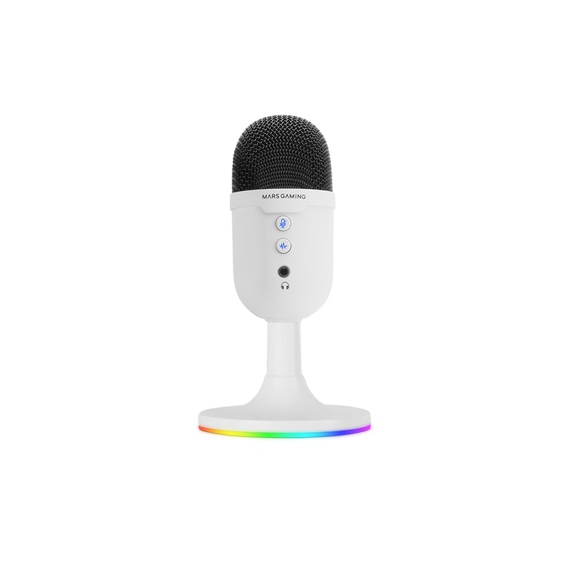 MICROFONO COMPACTO MARS GAMING MMICCX USB BLANCO DE ALTA DEFINICION 196kHz 24BITS ENC ARG BASE