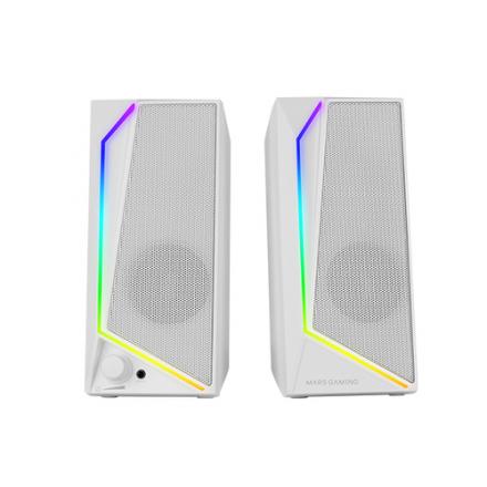ALTAVOCES 2.0 MARS GAMING MS72W WHITE 15W JACK 3.5mm ILUMINACION RGB CONTROL DE VOLUMEN ENTRADA JACK