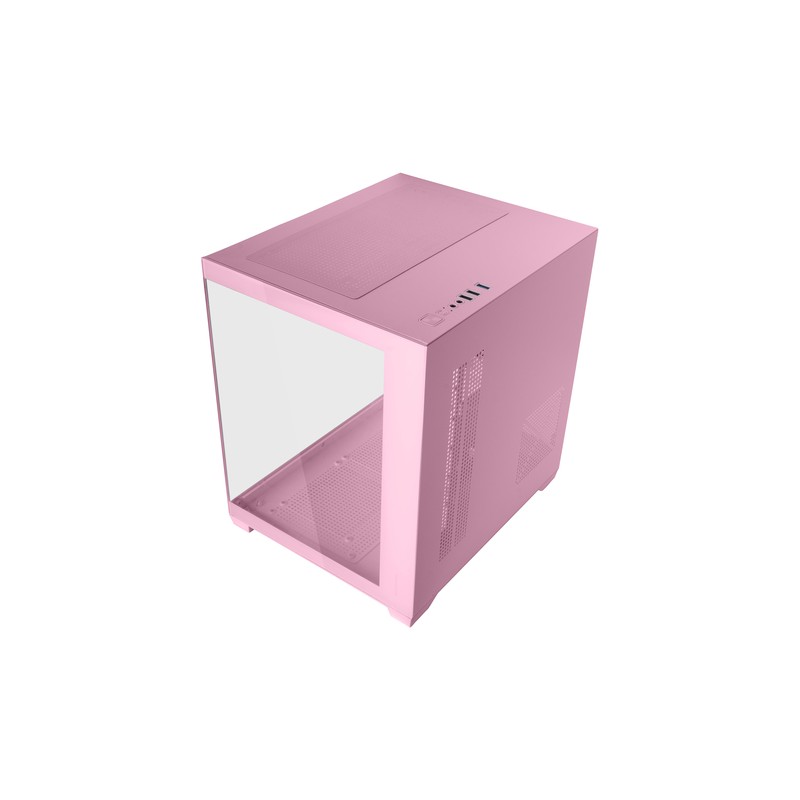 CAJA MICROATX CUBE MARS GAMING MC-VIEW2P ROSA CRISTAL CONTINUO GPU 330mm 1x3.5 3x2.5