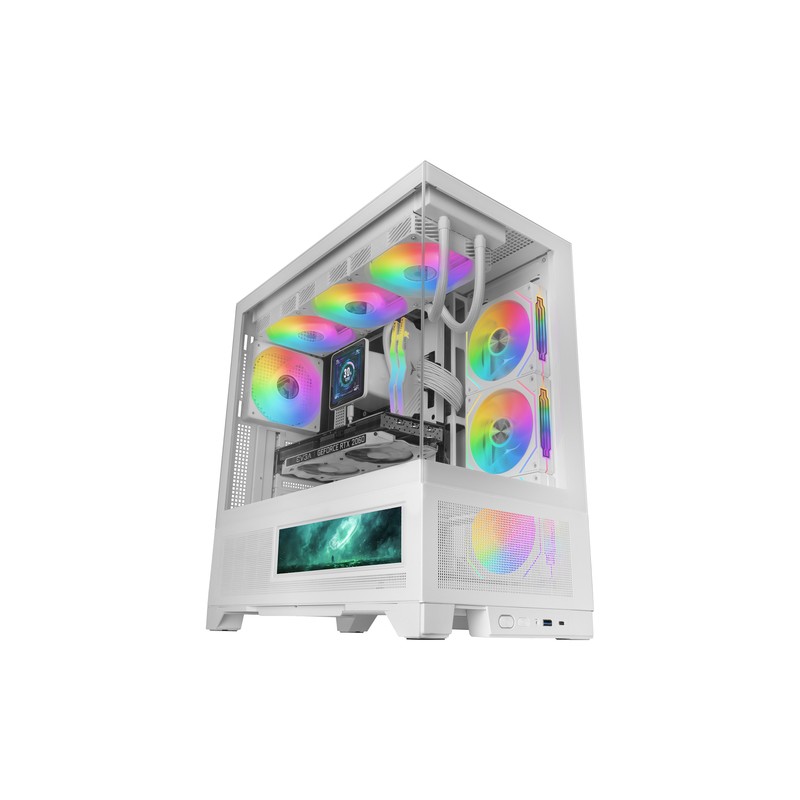 CAJA ATX SEMITORRE MARS GAMING MCLCDX BLANCO CRISTAL TEMPLADO CONTINUO LCD GPU 425mm 3x2.5 o 3x3.5