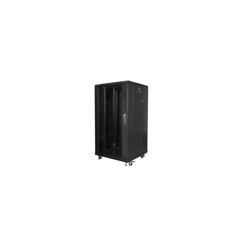 ARMARIO RACK LANBERG 22U 600X600 FLAT PACK PUERTA CRISTAL NEGRO