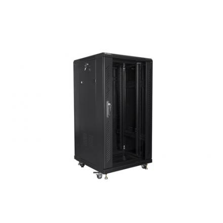 ARMARIO RACK LANBERG 22U 600X600 FLAT PACK PUERTA CRISTAL NEGRO