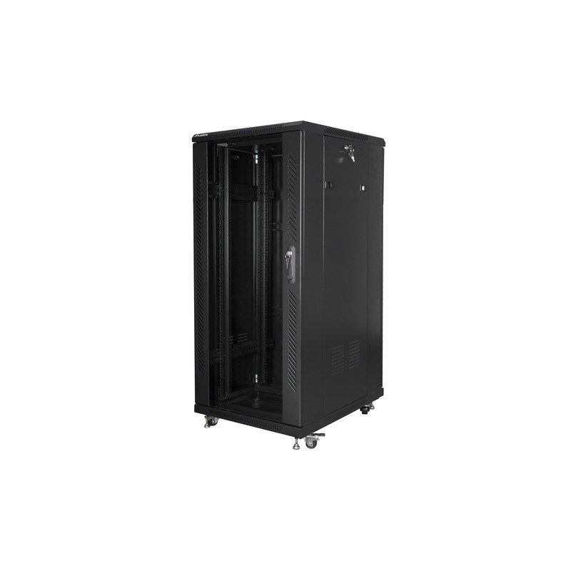 ARMARIO LANBERG RACK 19" 27U 600X800 FLAT PACK NEGRO PUERTA CRISTAL CON LCD