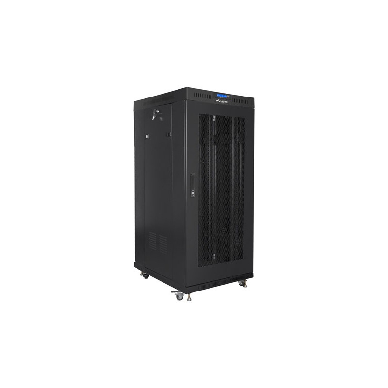 ARMARIO LANBERG RACK 19" 27U 600X800 FLAT PACK PUERTA MESH NEGRO CON LCD