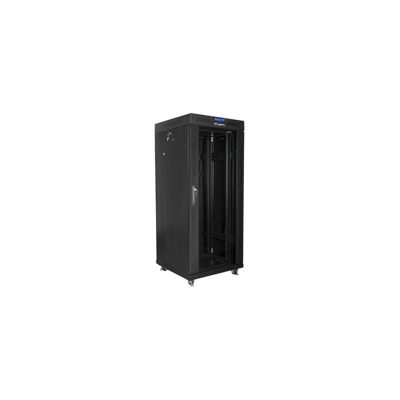 ARMARIO LANBERG 19" 27U 600X600 FLAT PACK NEGRO PUERTA CRISTAL CON LCD V2