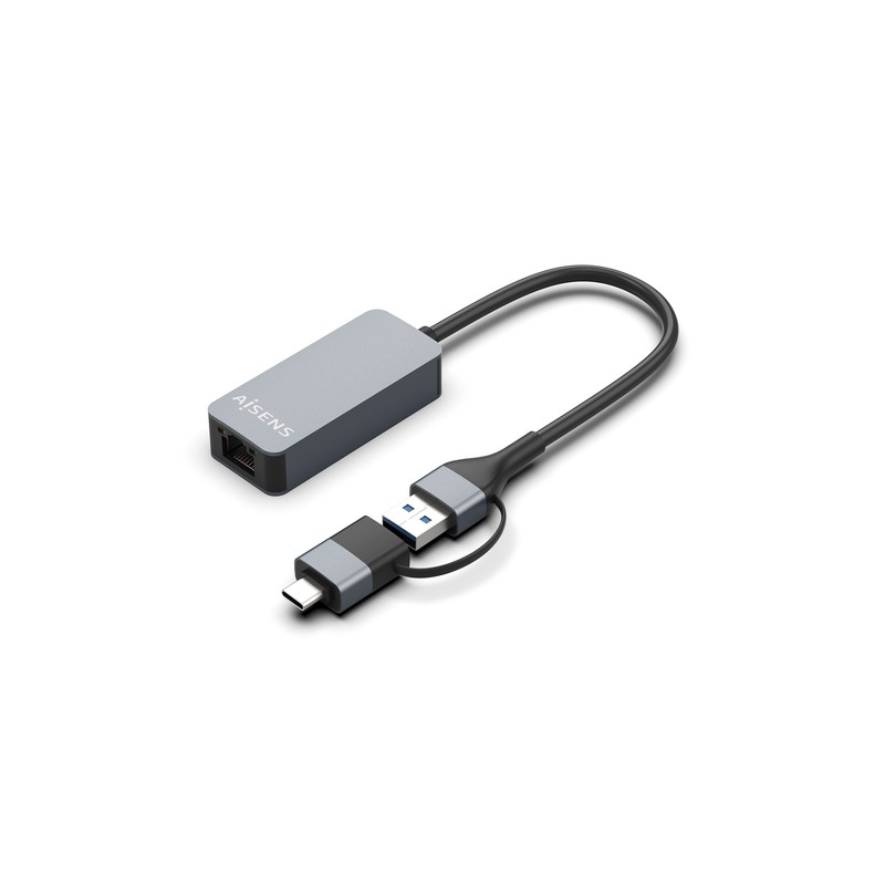 CABLE CONVERSOR AISENS USB3.2 GEN1 USB-A+USB-C A ETHERNET 2.5G GRIS 15CM